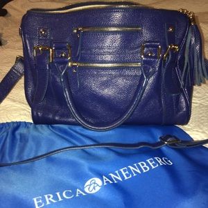 Erica Anenberg blue leather satchel bag